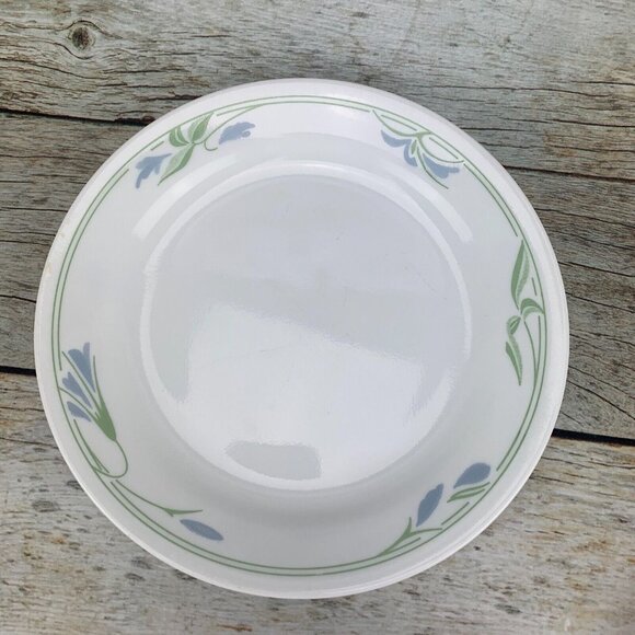 Corelle By Corning BLUE WREATH White Blue Green Design Salad Plates USA Set 4 - Picture 4 of 8